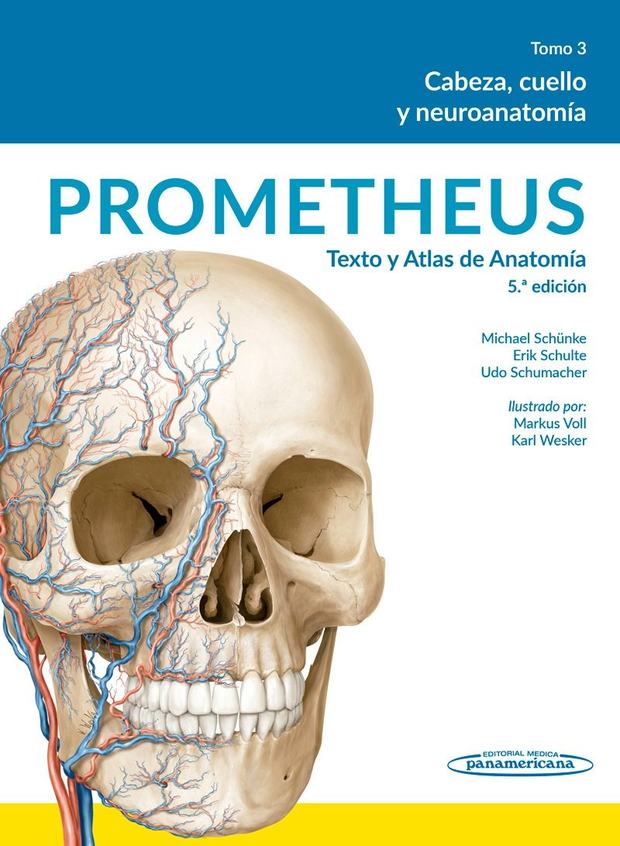 Portada de Prometheus. Texto y Atlas de Anatomía. Tomo 3. Cabeza, cuello y neuroanatomía